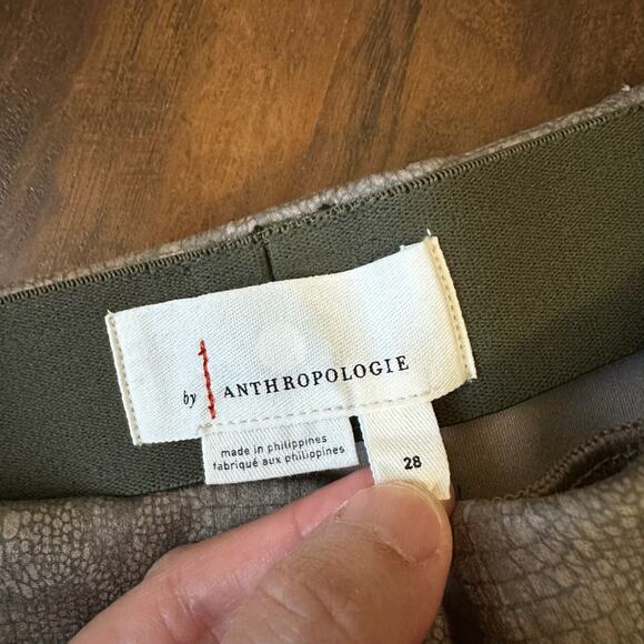 ANTHROPOLOGIE Pants Taupe Snakeskin Animal Pull On Ankle Zip Skinny - Picture 9 of 14